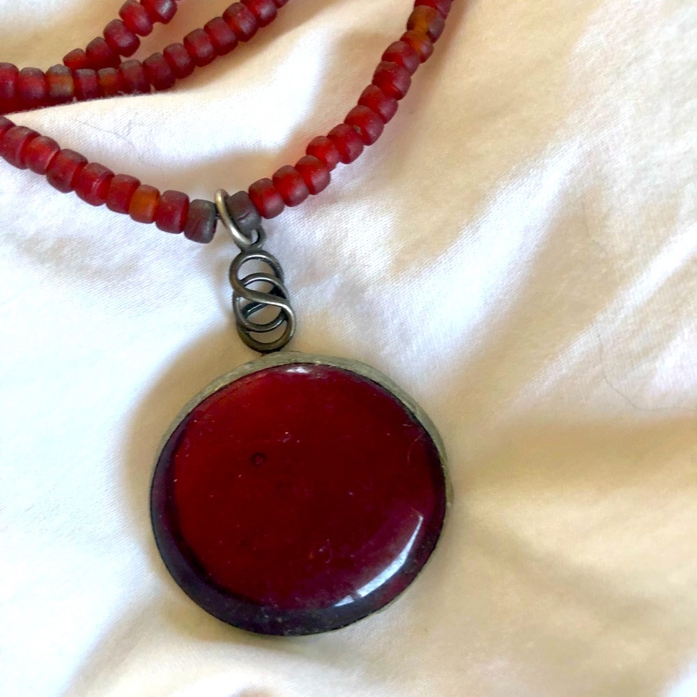 Like new, handcrafted Garnet boho necklace